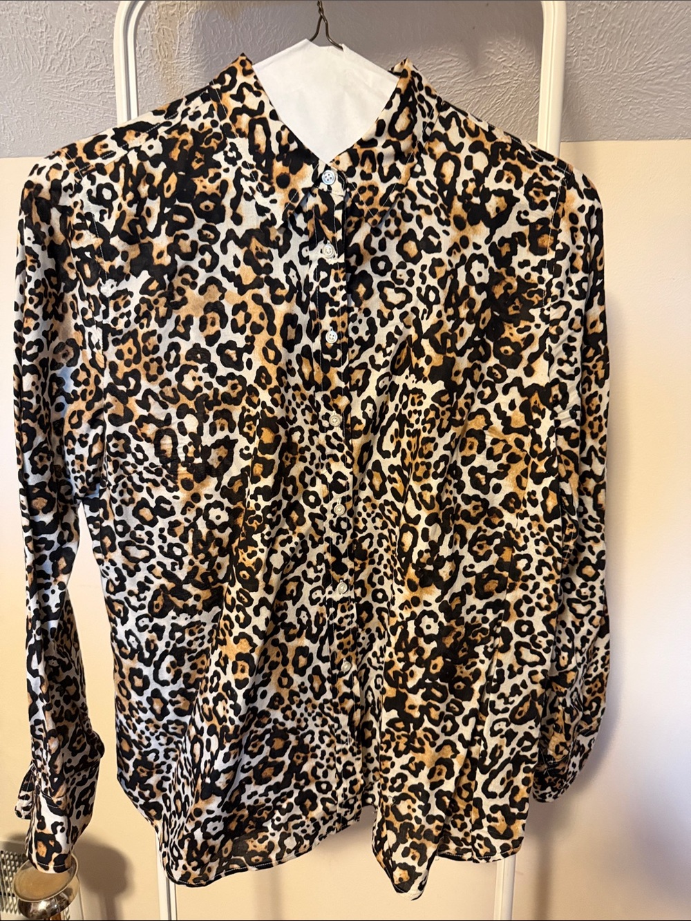 Talbots 100% cotton animal print button front shirt - size large